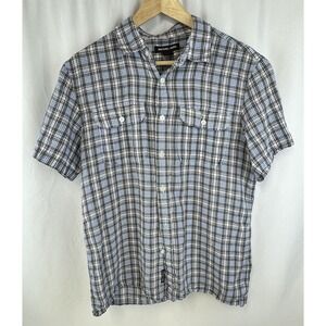 Michael Kors Tailored Fit Shirt Men's Sz M Short Sleeve Button Up Plaid